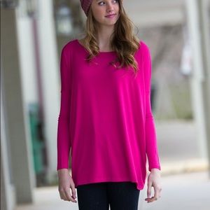 PIKO Oversized Tunic Top — Fuchsia